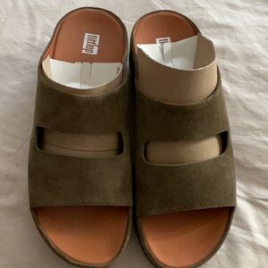 Brown Suede Slide Sandals